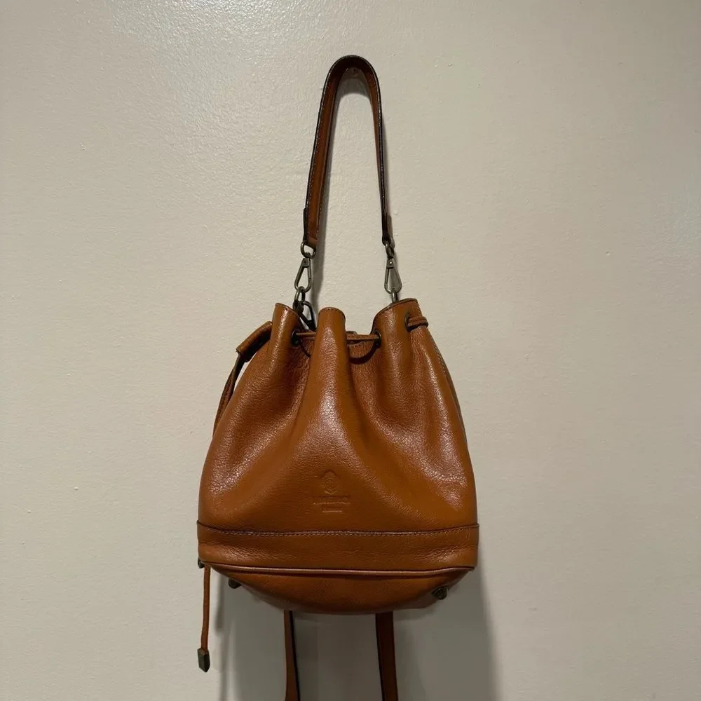 I MEDICI Firenze Drawstring Bucket Bag Shoulder Crossbody Leather Adjustable